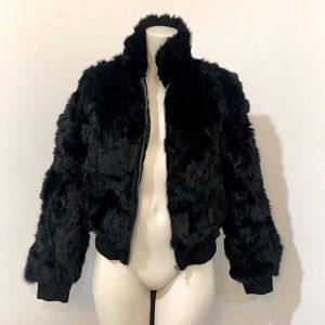 Black real fur bomber jacket (vintage)